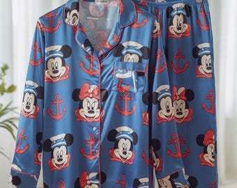 Mickey and Minnie Cruise Satin Pajamas Set, Disney Cruise Trip Pajamas Set, Disneyland Family Pajamas, Mouse Cruise Pajamas, Disney Pajamas