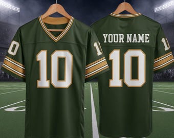 Camiseta de fútbol verde personalizada del equipo América, con nombre y número, ideal para la temporada de fútbol, regalo para aficionados, atuendo para el día del partido.