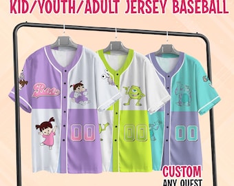 Benutzerdefinierte Disney Monster Inc Baseball Jersey Kollektion, Film Cartoon Jersey, passendes Baseball Team Outfit, Monster Jersey, Monster Inc Jersey