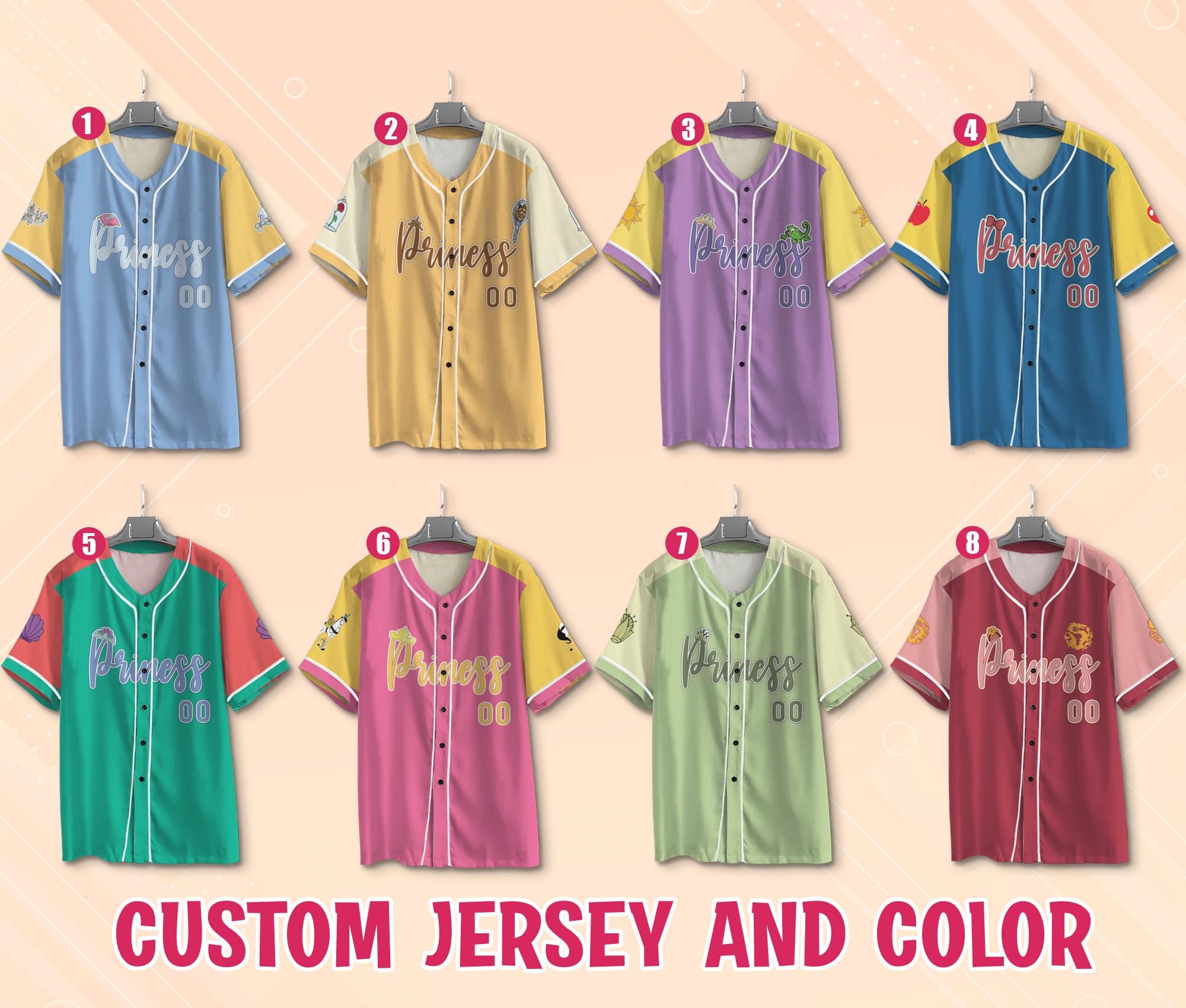 Discover Custom Disney Princess Baseball Jersey Collection, Custom Kid Youth Adult Disney Jersey