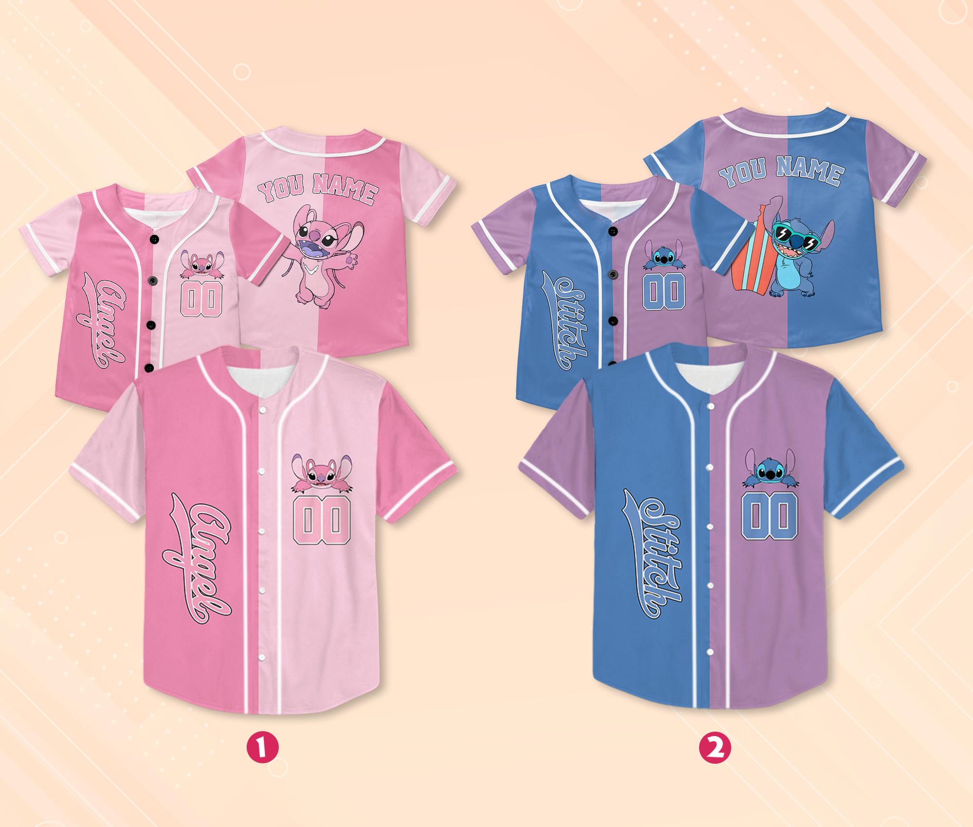 Discover Custom Disney Stitch and Angel Beach Baseball Jersey, Stitch Jersey