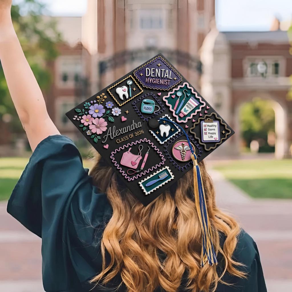 Dmd Grad Caps Custom Dental Hygiene Graduation Cap Topper, Dentist Dentistry Dental ...