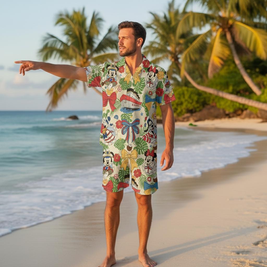 Discover Coquette Bow Disney Cruise Hawaiian Shirt, Disney Cruise Shirt, Mickey & Friends Cruise Hawaii Shirt, Disney Family Cruise Trip Hawaii Shirt