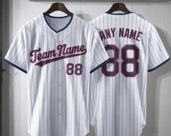 Custom Team Name Number Baseball Jersey, Stripe Baseball Jersey, Kids Youth Adult Jersey, Baseball Jersey Uniform, Matching Family Jersey