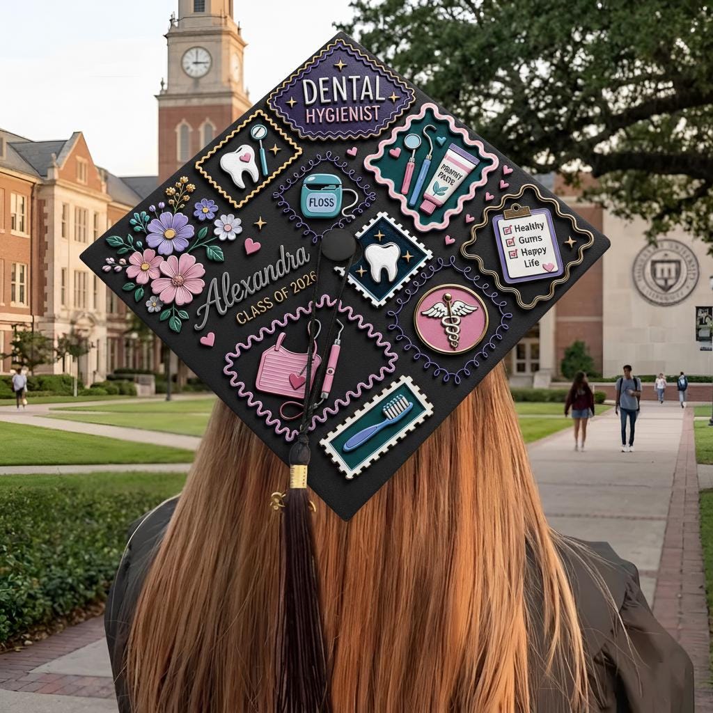 Dmd Grad Caps Custom Dental Hygiene Graduation Cap Topper, Dentist Dentistry Dental ...