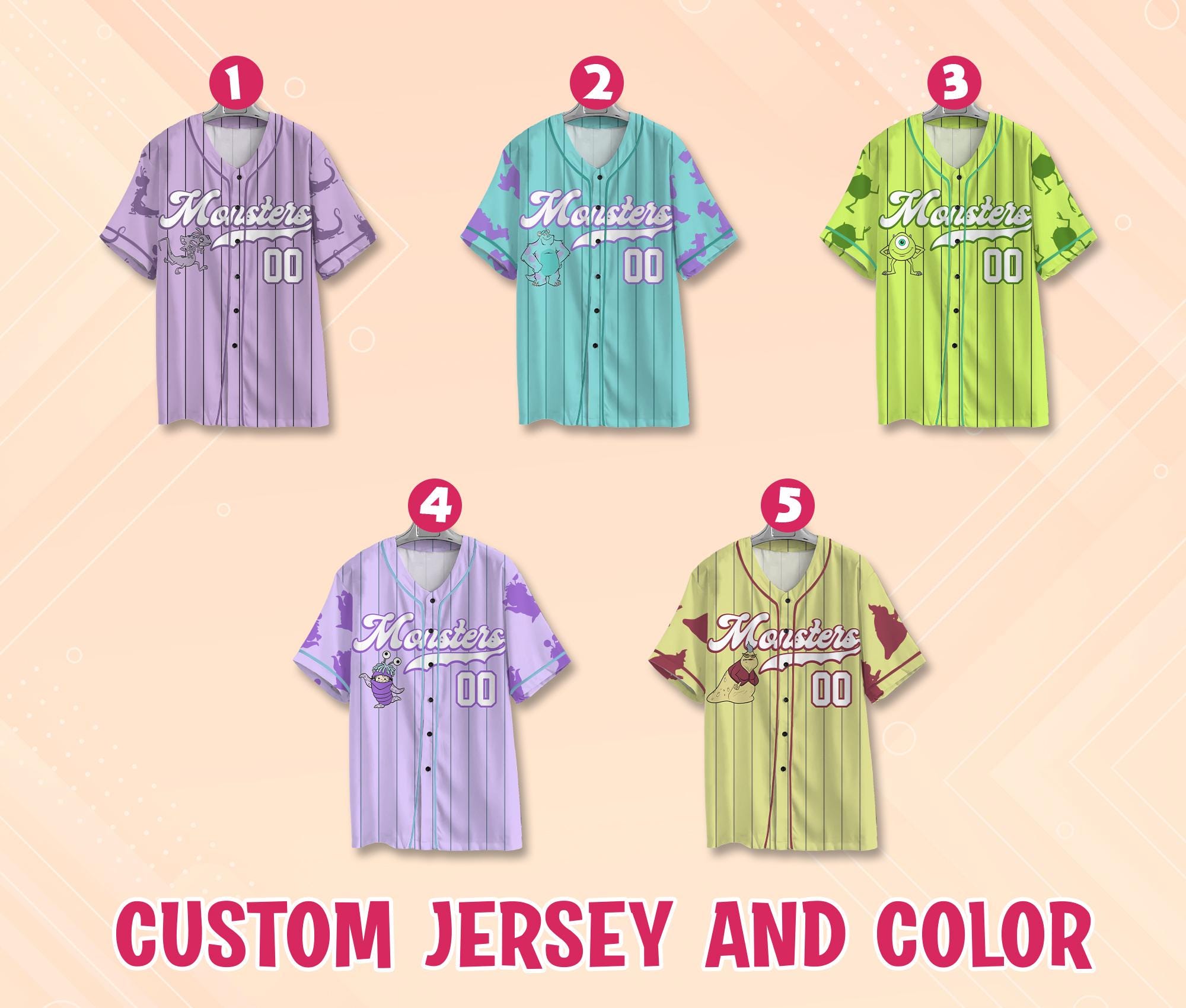 Discover Custom Monster Inc Baseball Jersey Collection, Choose Disney Monster Jersey, Matching Baseball Team Outfit, Monster Jersey, Monster Baseball