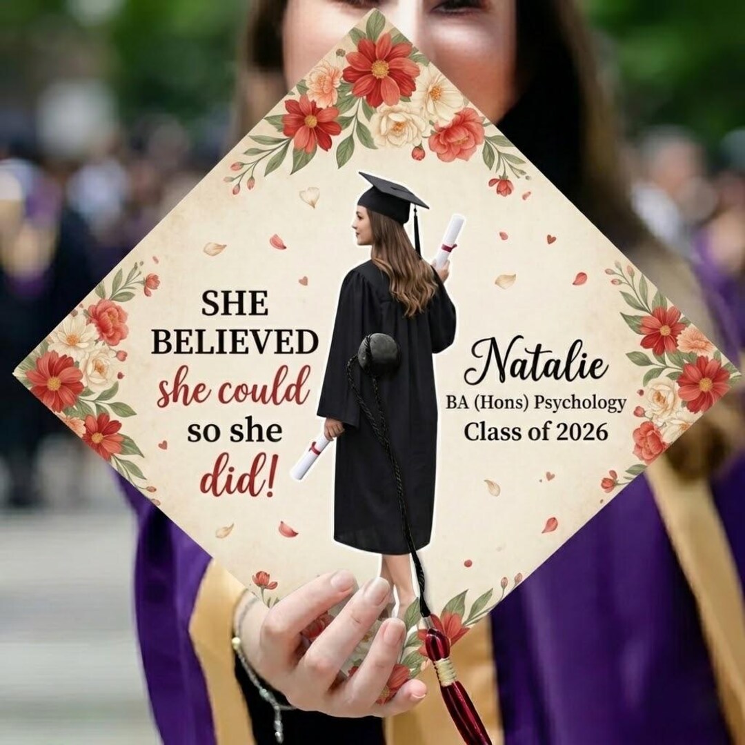 Personalized Photo Graduation Cap Topper, She Believed She Could so She ...