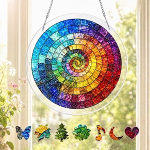 Kit fai da te per acchiappasole a spirale arcobaleno, decorazione da parete, acchiappasole arcobaleno, decorazione acrilica da appendere alla finestra, regali di compleanno, arte arcobaleno per finestre