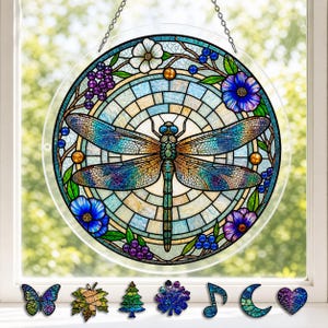 Kit fai da te per puzzle acchiappasole a forma di libellula, decorazione floreale a forma di libellula per finestre, puzzle unico, decorazione acrilica da appendere alla finestra, regalo per gli amanti delle libellule
