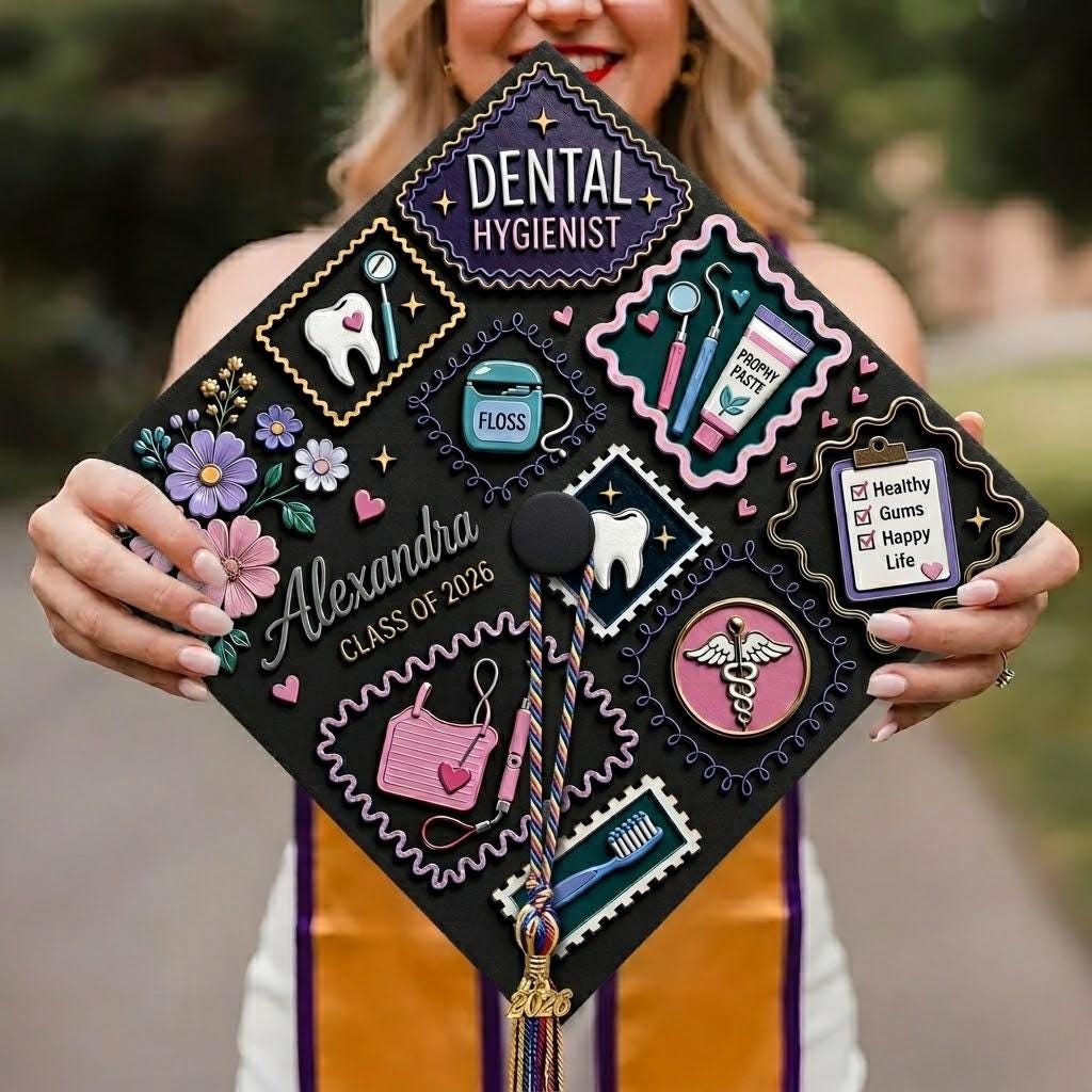 Dmd Grad Caps Custom Dental Hygiene Graduation Cap Topper, Dentist Dentistry Dental ...