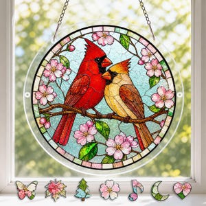 Kit fai da te per acchiappasole a forma di cardinale, decorazione religiosa, acchiappasole floreale, regali commemorativi, decorazione acrilica da appendere alla finestra, decorazione con cardinali