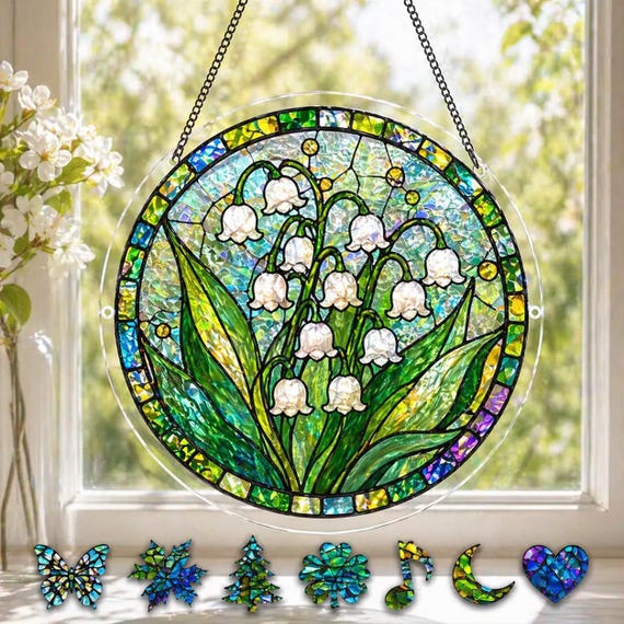 Lily Of The Valley Flower Suncatcher Puzzle DIY Kit, Birth Month Flower, Acrylic Window Hanging Decor, May Birth Month Flower Birthday Gifts
