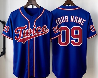 Custom Twice Kpop White Red & Blue Baseball Jersey, Kpop Jersey, Jersey For Kpop, Twice Merch, Gift For Kpop Fans, Kids Youth Adult Jersey