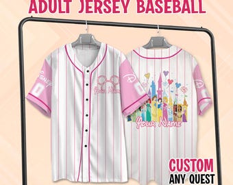 Camiseta de béisbol personalizada de Disney Princess Kingdom, camiseta familiar a juego, camiseta de princesa para el día del juego, camiseta Disney para niños, jóvenes y adultos.
