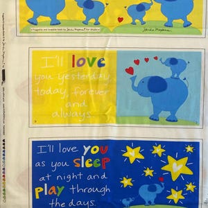 Tessuto Huggable & Loveable book. Libro tessile Elefanti - 90 x 110h
