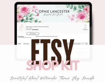 Banner de tienda de Etsy Plantilla Canva Plantilla de banner de tienda editable Banner de tienda Marca de tienda editable Banner de tienda de acuarela Marca de acuarela