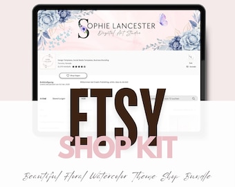 Banner de tienda de Etsy Plantilla Canva Plantilla de banner de tienda editable Banner de tienda Marca de tienda editable Banner de tienda de acuarela Marca de acuarela