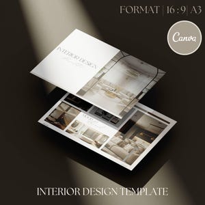 Interior Design Presentation Template Editable FF&E Moodboard Portfolio Canva Template 16:9 | A3 Client Presentation for Interior Designers