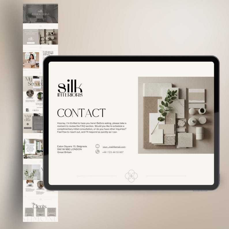 Professional Canva website template for interior designers, home stagers, and architects – No coding required!
