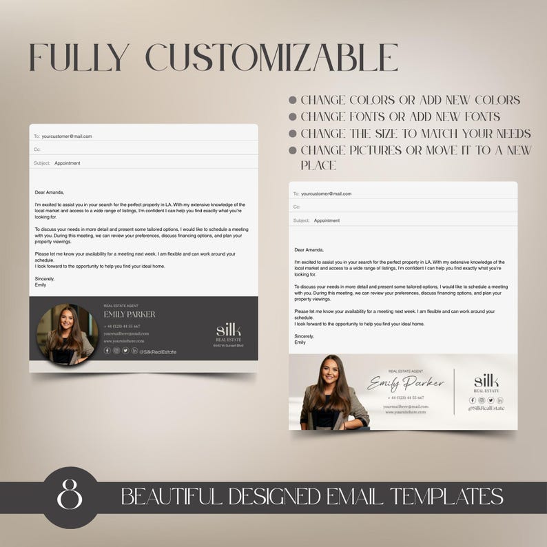 Close-up of a modern email signature template with a headshot, contact information, and social media icons, editable in Canva.

Nahaufnahme einer modernen E-Mail Signatur Vorlage mit Profilbild, Kontaktinformationen und Social-Media-Icons, bearbeitbar in Canva.