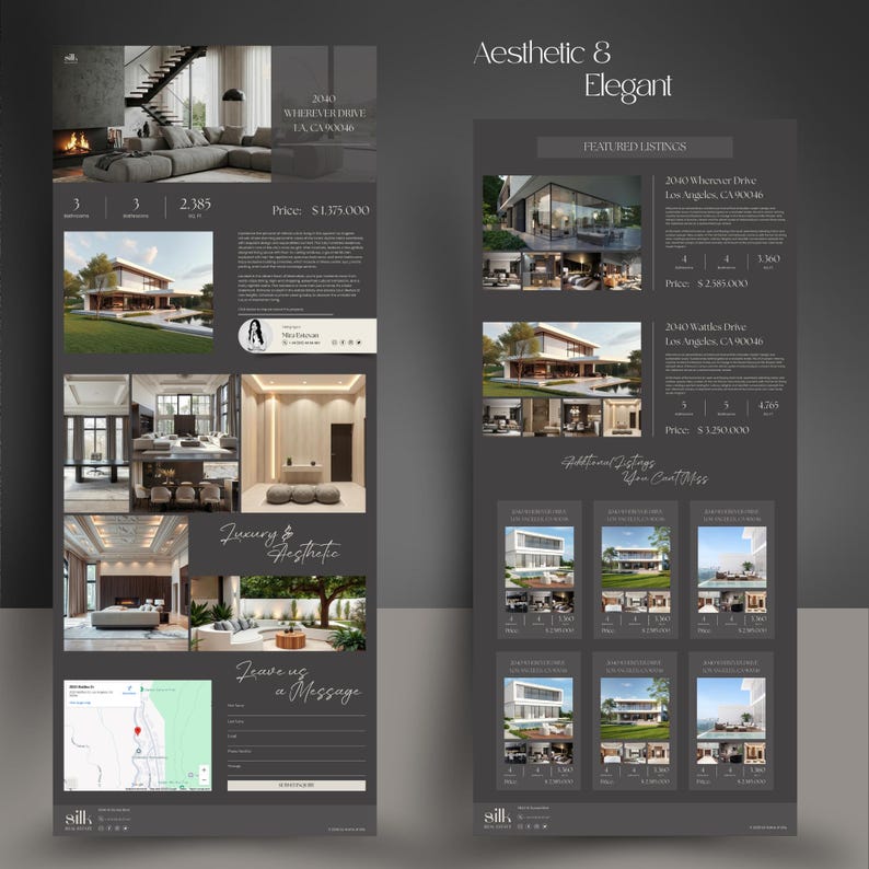 Immobilienmakler Webseite Vorlage, elegante und ästhetische Canva Website Vorlage | Schöne One- Multi-Page Website für Immobilienmakler, Immobilen Dienstleister, Unternehmer & Kreative | Mobile-optimierte Website für kleine Unternehmen