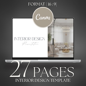 Interior Design Presentation Template Editable FF&E Moodboard Portfolio Canva Template 16:9 Client Presentation for Interior Designers