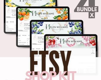 Paquete de banners para tienda de Etsy, plantilla de Canva, plantilla de banner de tienda editable, banner de tienda, marca de tienda editable, banner de tienda de acuarela, acuarela