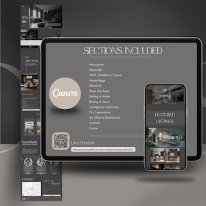 Immobilienmakler Webseite Vorlage, elegante und ästhetische Canva Website Vorlage | Schöne One- Multi-Page Website für Immobilienmakler, Immobilen Dienstleister, Unternehmer & Kreative | Mobile-optimierte Website für kleine Unternehmen