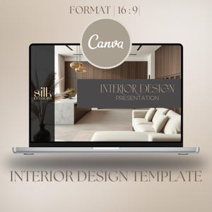 Interior Design Template Editable Moodboard Portfolio Canva Template 16:9 Client Presentation for Interior Designers Presentation
