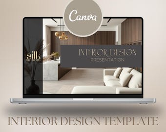 Interior Design Template Editable Moodboard Portfolio Canva Template 16:9 Client Presentation for Interior Designers Presentation