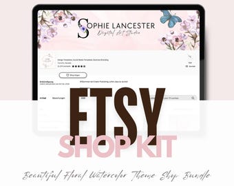 Banner de tienda de Etsy Plantilla Canva Plantilla de banner de tienda editable Banner de tienda Marca de tienda editable Banner de tienda de acuarela Marca de acuarela