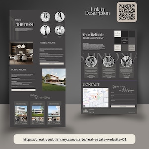Real Estate Agent Website Template, Elegant and Aesthetic Canva Website Template | Beautiful One-Page Website for Real Estate Agents, Real Estate Service Providers, Entrepreneurs & Creatives | Mobile-Optimized Website for Small Businesses