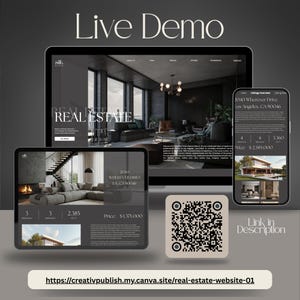 Immobilienmakler Webseite Vorlage, elegante und ästhetische Canva Website Vorlage | Schöne One- Multi-Page Website für Immobilienmakler, Immobilen Dienstleister, Unternehmer & Kreative | Mobile-optimierte Website für kleine Unternehmen