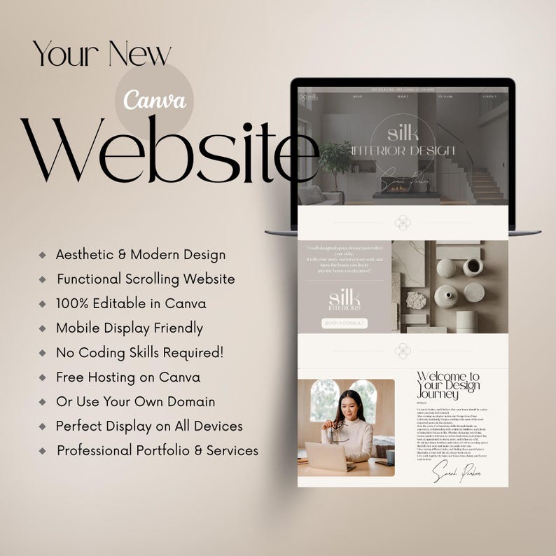 Aesthetic and luxury website template for interior designers – Ideal for branding and showcasing services.