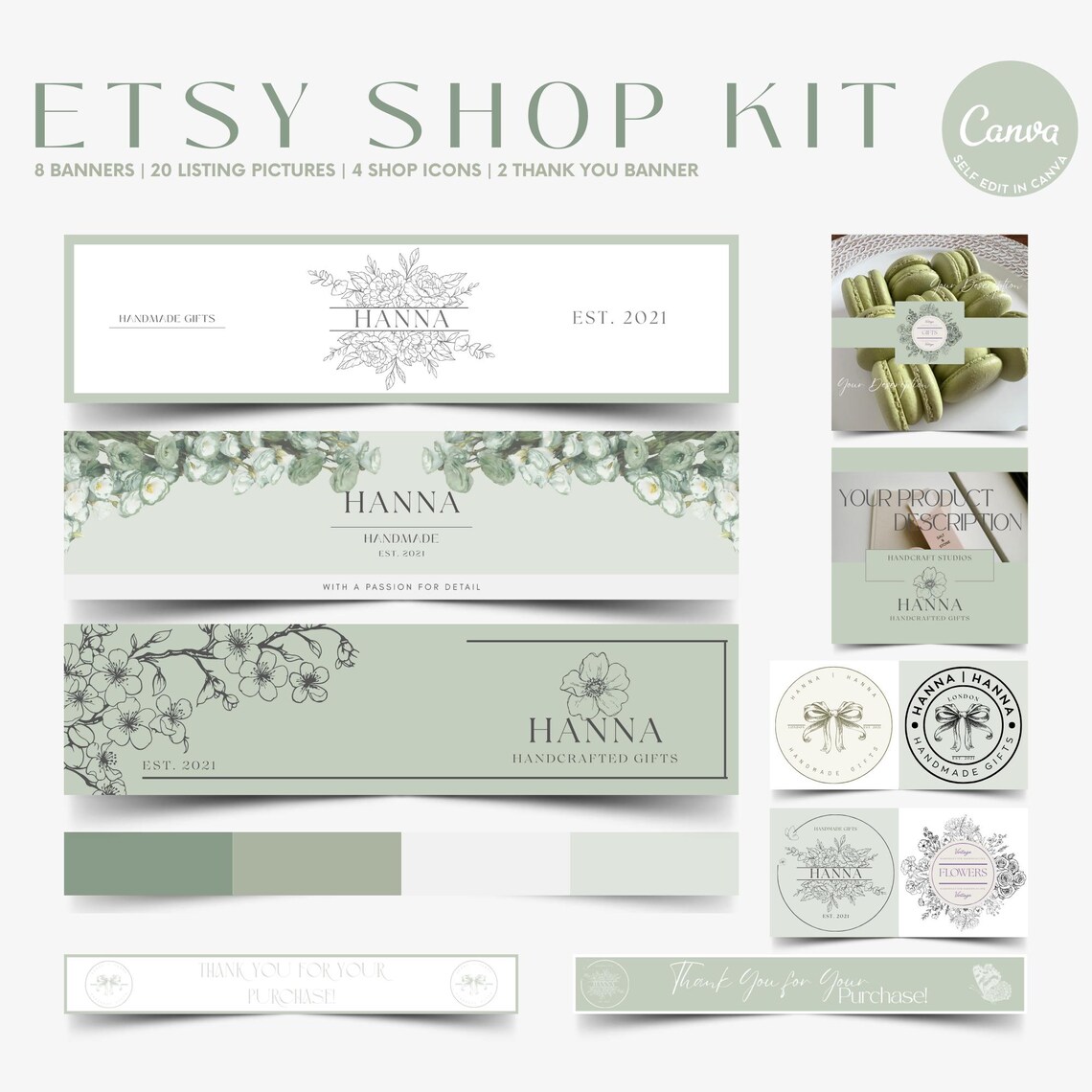 Etsy Shop Banner Kit Template Bundle Canva Etsy Shop Kit Editable Etsy
