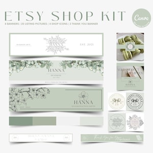 Etsy Shop Banner Kit Template Bundle Canva Etsy Shop Kit Editable Etsy Store Bundle Etsy Shop Templates Etsy Store Design Canva Templates