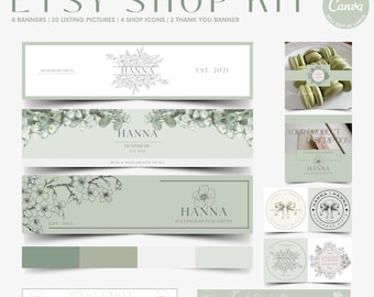 Etsy Shop Banner Kit Template Bundle Canva Etsy Shop Kit Editable Etsy Store Bundle Etsy Shop Templates Etsy Store Design Canva Templates