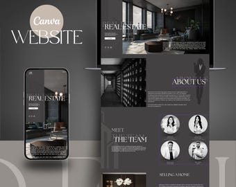 Immobilien Website Vorlage Canva Website Vorlage für Immobilienmakler Canva-Website für Immobilien Website für Immobilienmarketing Anpassbar