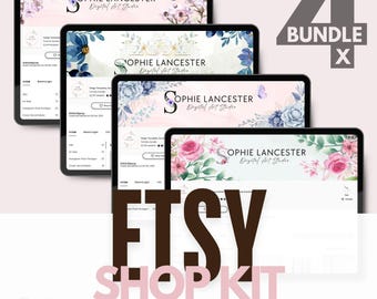 Paquete de banners para tienda de Etsy, plantilla de Canva, plantilla de banner de tienda editable, banner de tienda, marca de tienda editable, banner de tienda de acuarela, acuarela