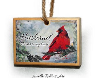 Husband Remembrance ornament after loss memorial Christmas ornament with cardinal