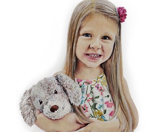 Custom Portrait drawing of children baby adult family portrait artwork wall art in colored pencil