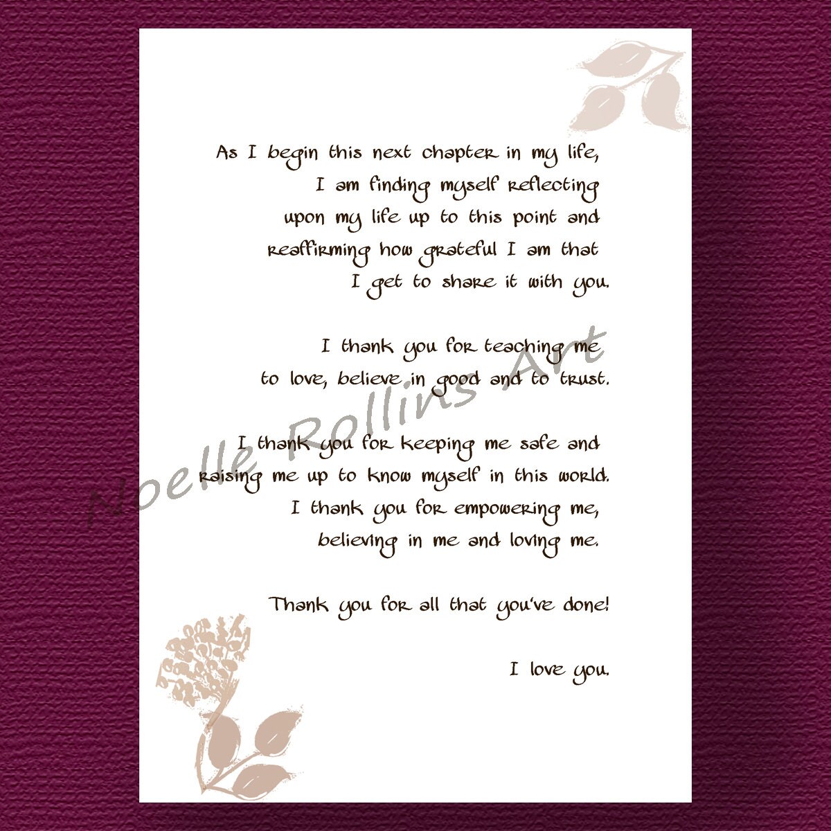 Wedding Thank you card to bride parents from Bride for wedding Etsy