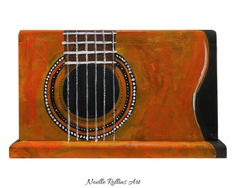 Acoustic Guitar musician Hand Painted Urn - for cremation and memorial Ready to ship