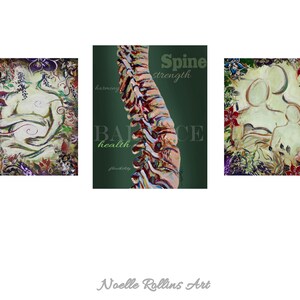 Chiropractic artwork trio wall art set of 3 prints for office wall spine materinity pregnant after baby customized chiro chiropractor art image 3