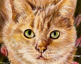 Custom cat portrait drawing artwork wall art