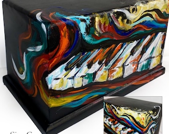 Piano keys cremation Urn for human - celebrate your musician Hand Painted Urn - made to order