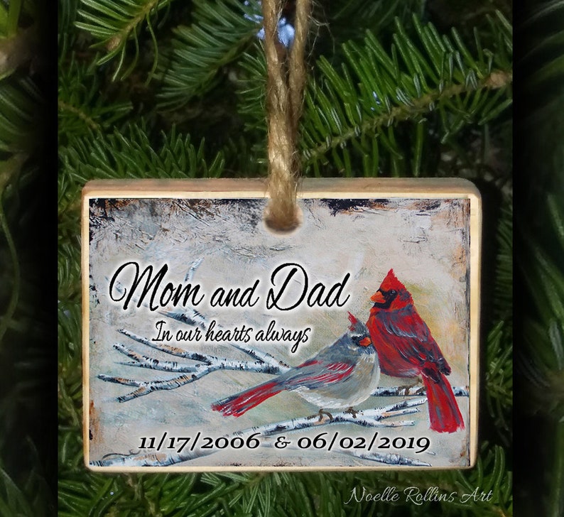 Custom memorial cardinal couple ornament to honor mom and dad Etsy