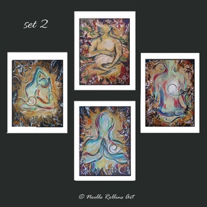 Yoga wall artwork set of 4 gift pack featuring 5x7 prints for yoga studio office spine midwife natural health reception area chiropractor image 2