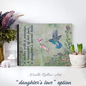 Custom Daughter&#39;s Love Hummingbird art print signs from spirit heaven loved ones passed away meaning memorial remembrance gift