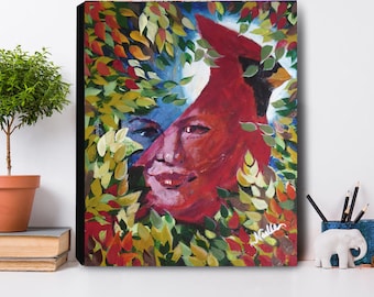 Mother Mother  - nature and spiritual cardinal wall art - original art - celebrating signs from spirit and loved ones passed on